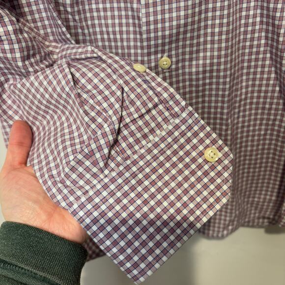 Gitman Bros. Mens‎ Dress Shirt Medium Red Blue Plaid Preppy Nautical USA Made - Picture 4 of 6